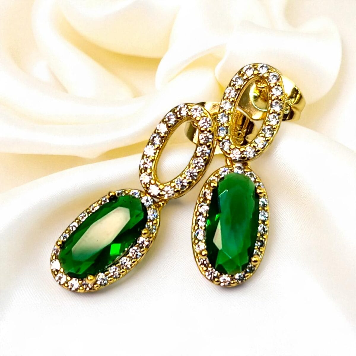 cercei placati aur 18k emilia green 1 cercei placati aur 18k emilia green 1