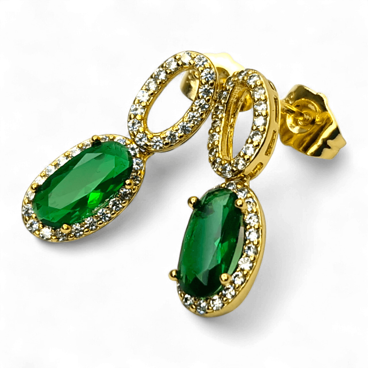 cercei placati aur 18k emilia green 3 cercei placati aur 18k emilia green 3